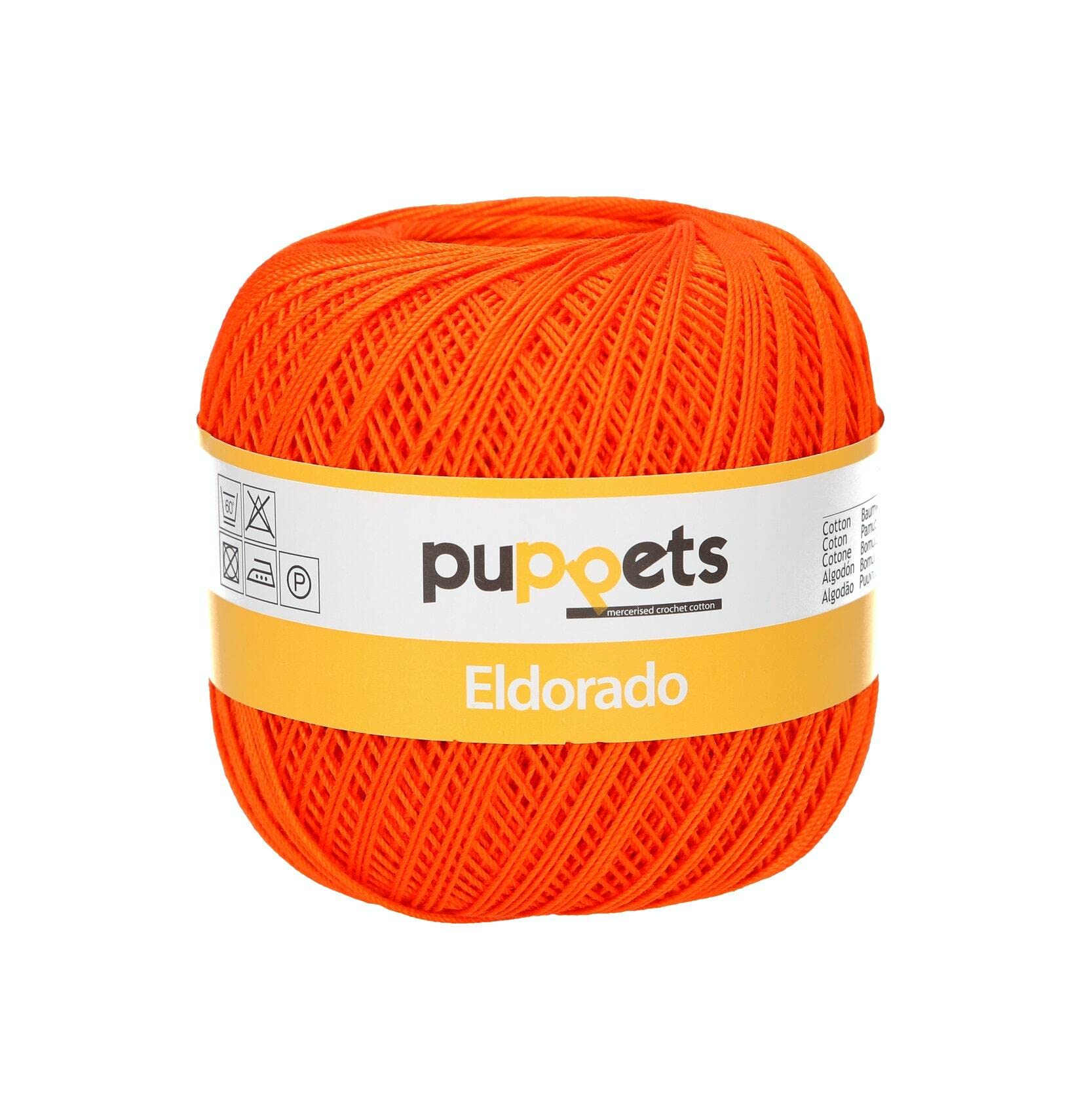 Puppets Eldorado Strength 10 4574010-07329 Orange Crochet Yarn, 100% Cotton
