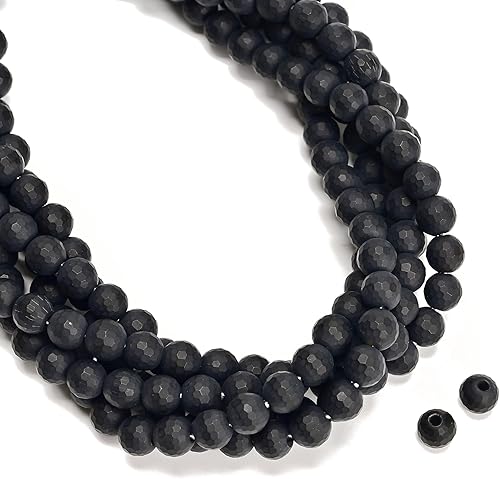 Miniatura 7 de JM Design Cuentas redondas sueltas de ónix negro mate con agujero de 0.079 pulgadas (0.236 in), 15.5 pulgadas, hebra para fabricación de joyas, arte