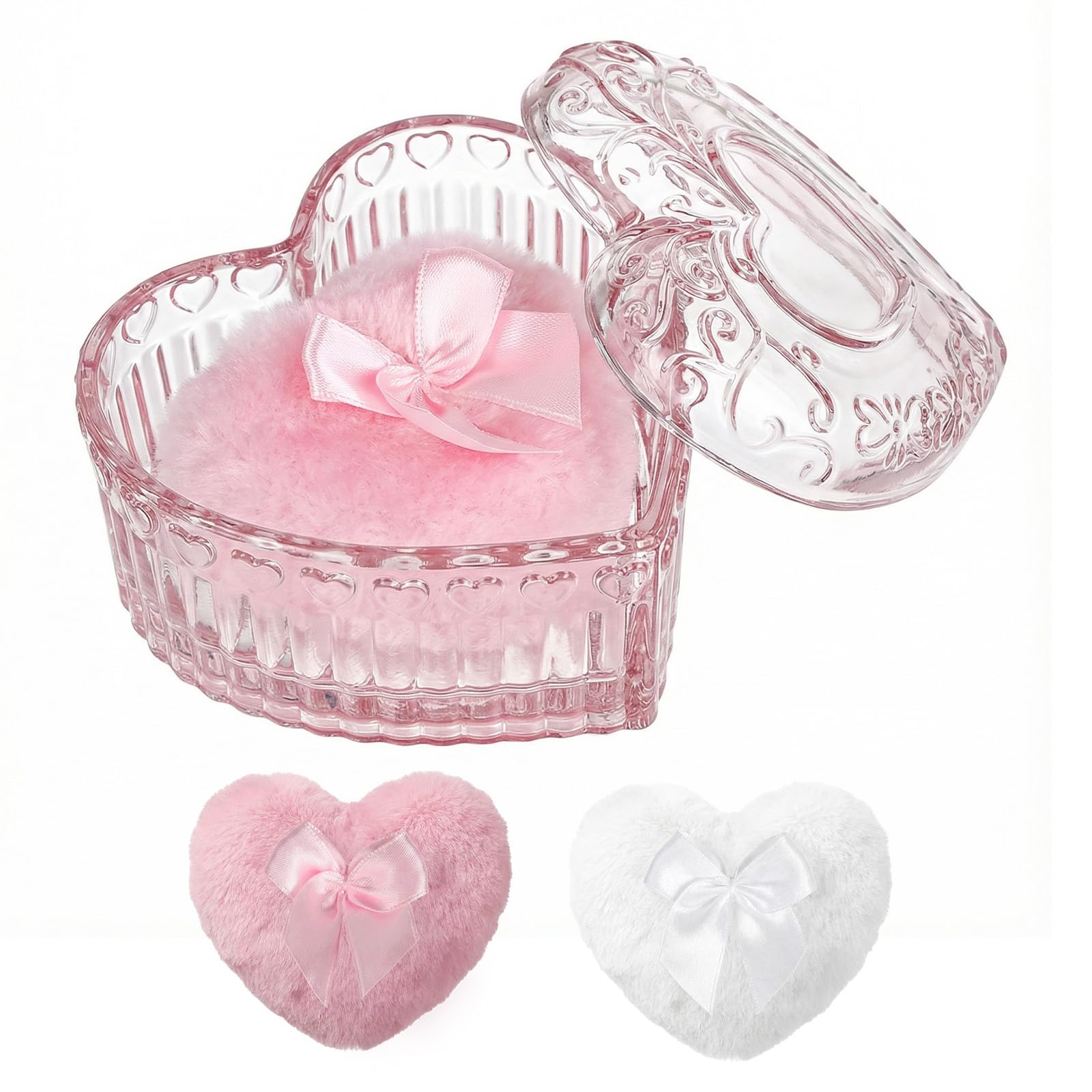 Body Powder Puff and Container Powder Container with Puff Crystal Case Soft Washable Reusable Velour Face Body Wet Dry Makeup