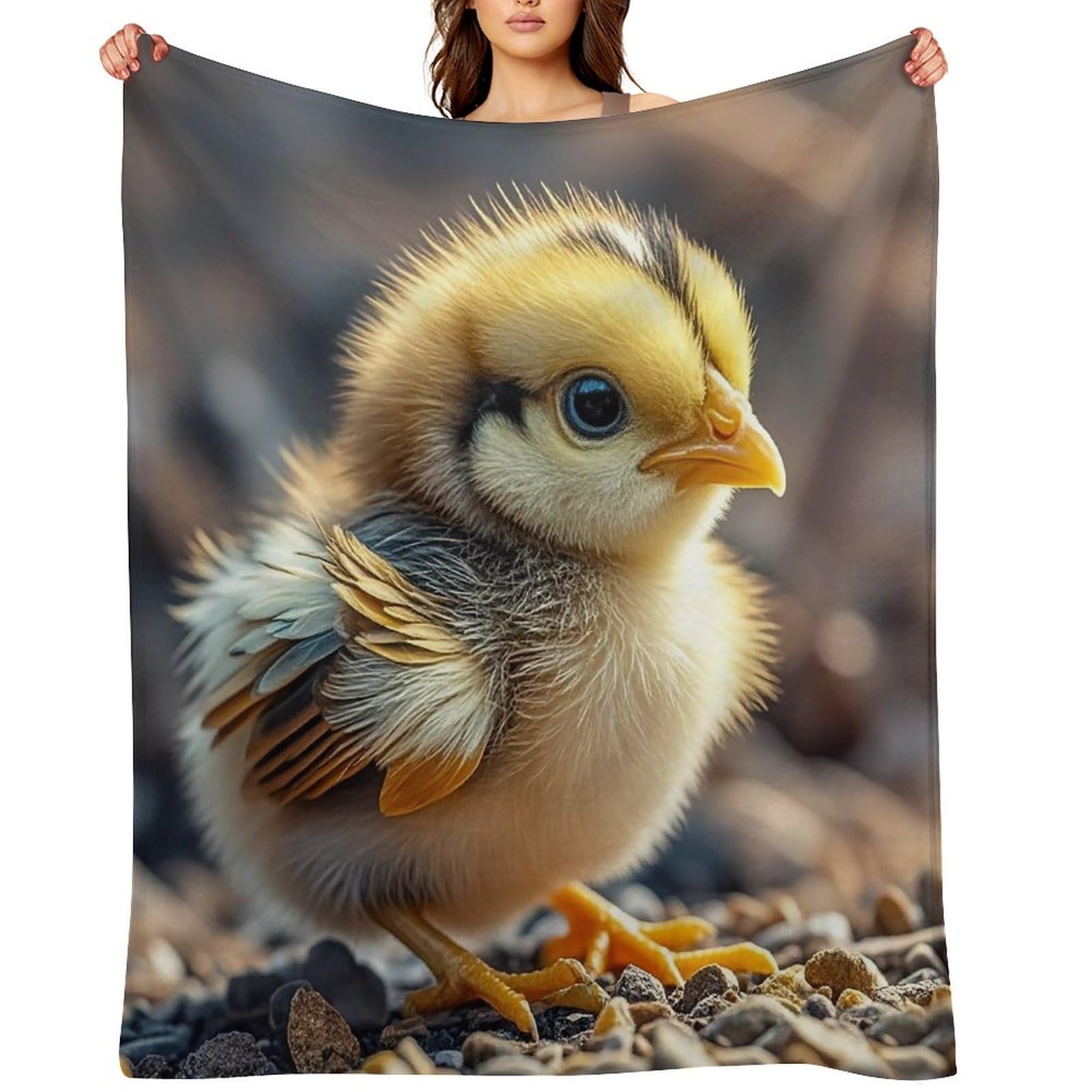 Flannel Fleece Throw Blanket - 30"x40" Super Soft Plush,Lightweight Wrinkle Resistant Cozy Chicken Chick Blanket for Couch Sofa Bed Travel Camping and Gift