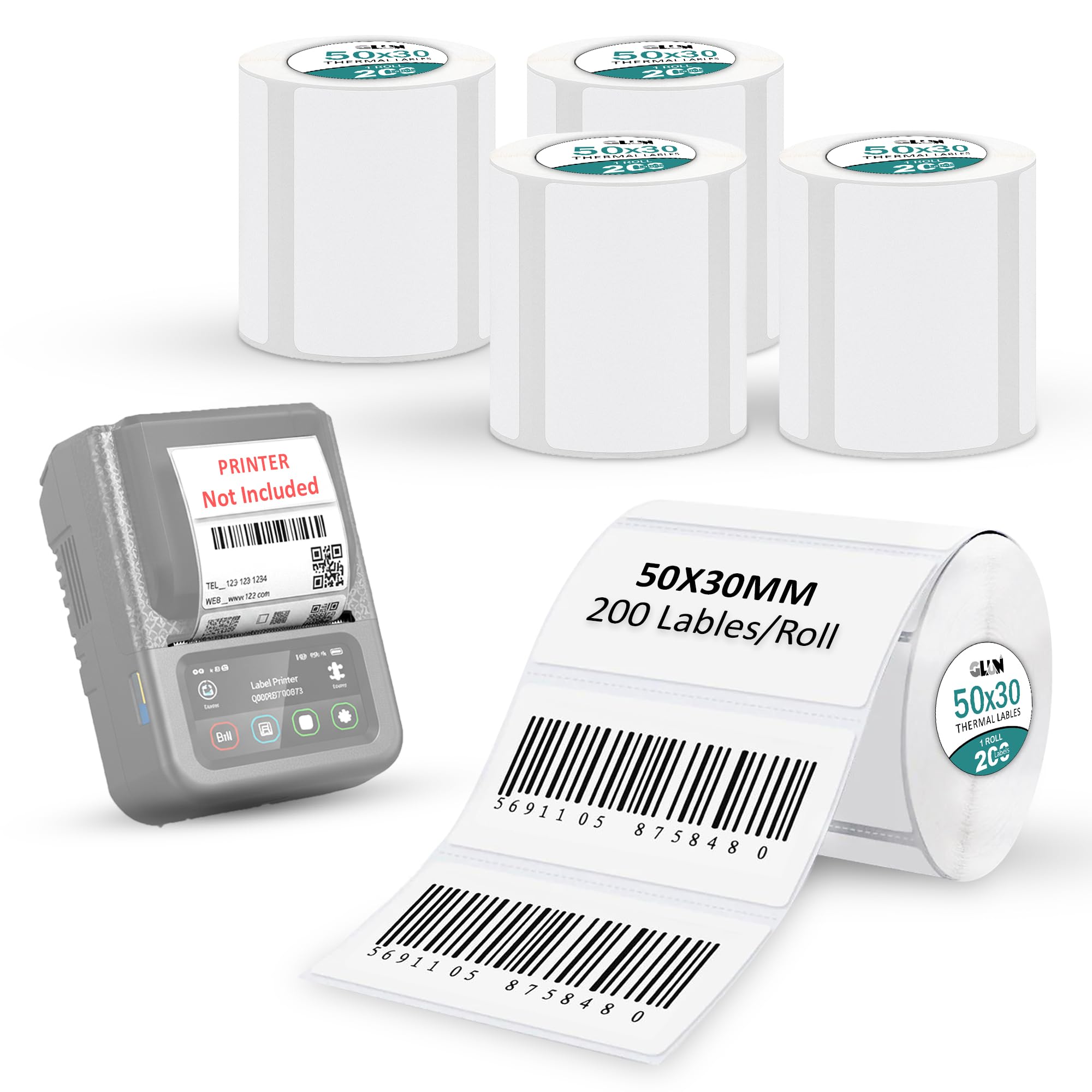 GLUN® 50mm x 30mm Thermal Labels Roll (1000 Labels) | 2 Inch Self-Adhesive Barcode Sticker Labels [Printer NOT Included] | Strong Adhesive, Smudge Proof, Easy Peel | Shipping, Address & Packaging Use-image-9