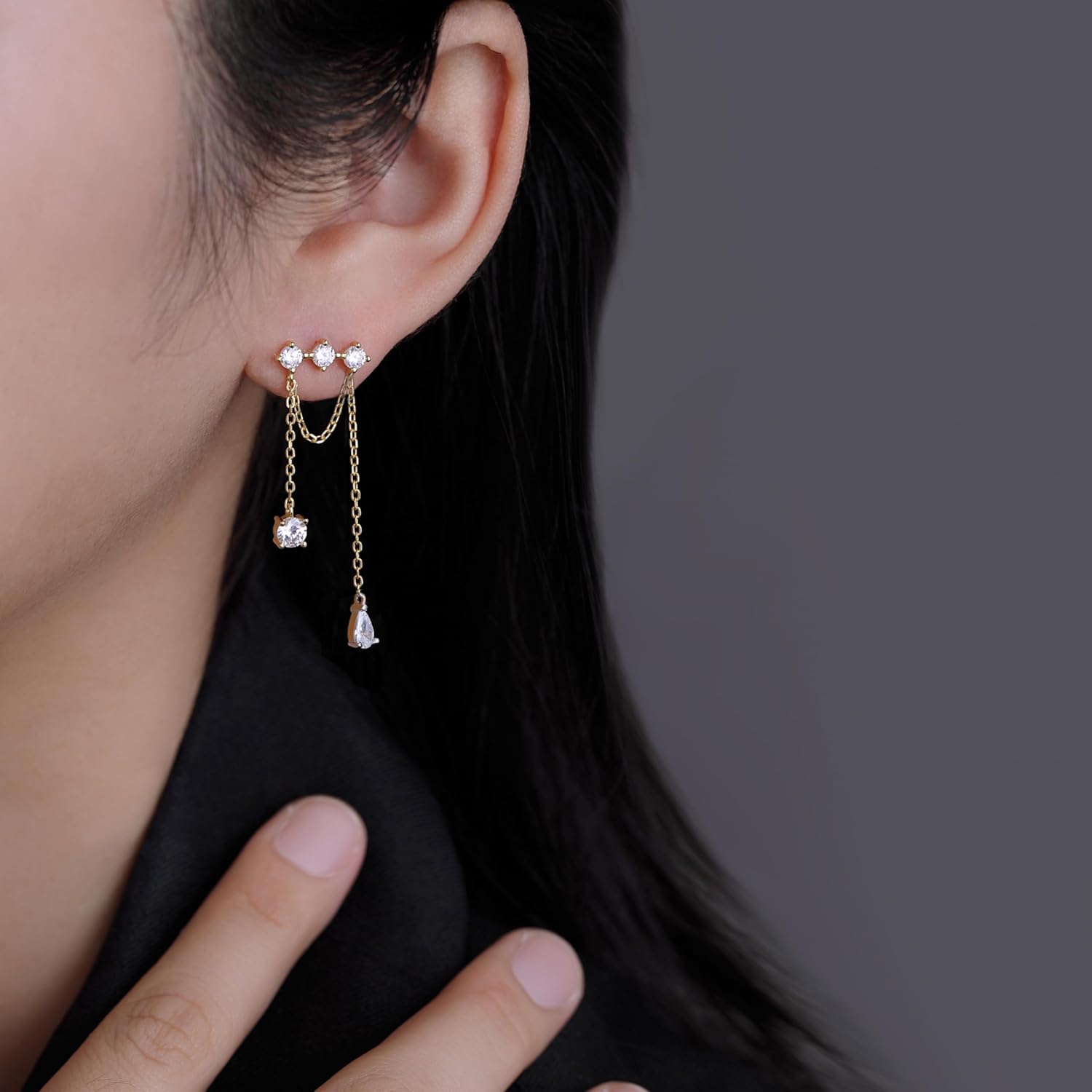 SLUYNZ Solid 925 Sterling Silver CZ Dangle Earrings for Women Teens Elegant Wedding Dangle Earrings Tassel Chain - Image 3