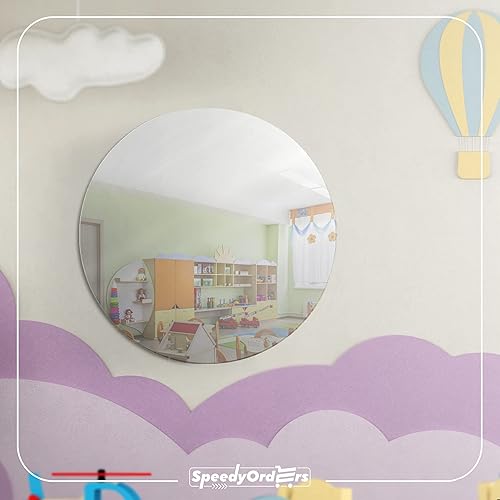 Miniatura 7 de SPEEDYORDERS Espejo redondo de acrílico de 18 pulgadas de diámetro, 18 pulgadas de grosor, espejo redondo inastillable con acabado plateado, ideal