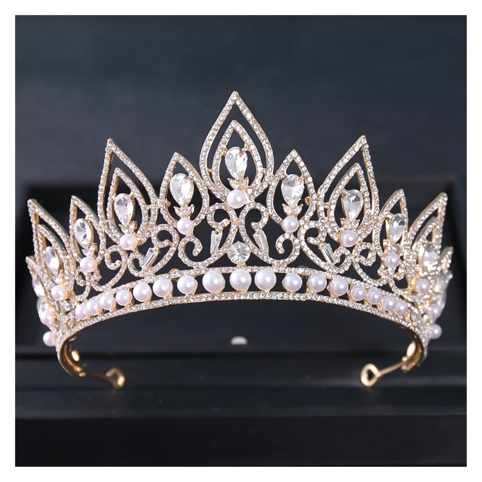Barokowa kryształowa perła korony i tiary Party Rhinestone Prom Diadem kobiety ślubne akcesoria do włosów ozdoby biżuteryjne Tiara (kolor metalu: srebrny)