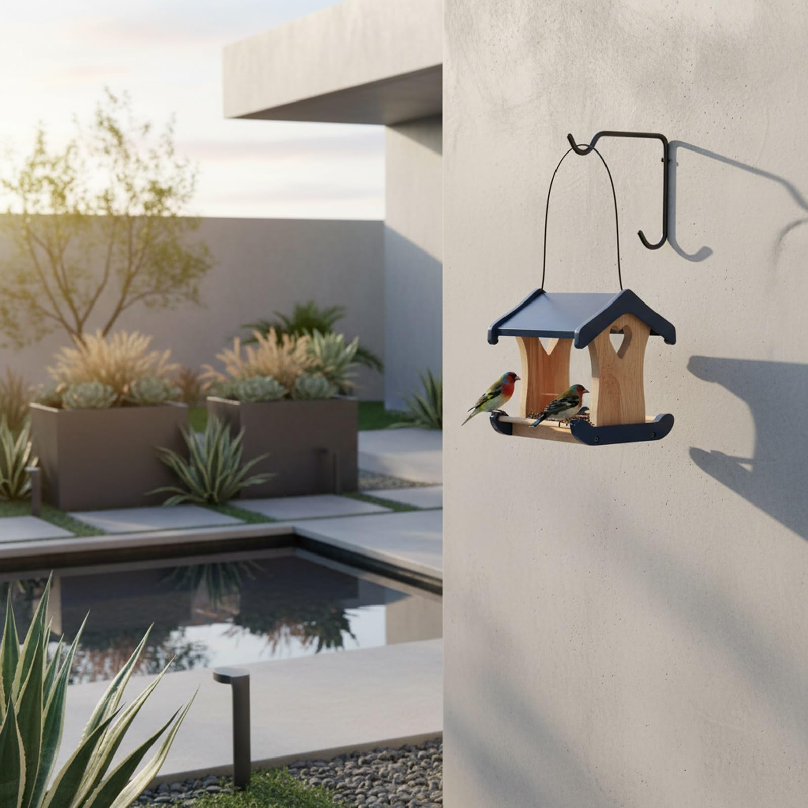 Mangiatoia per Uccelli da Esterno, Mangiatoia per Uccelli da Appendere, con Copertura Superiore Impermeabile, Aspetto Semplice, per Balcone, Cortile