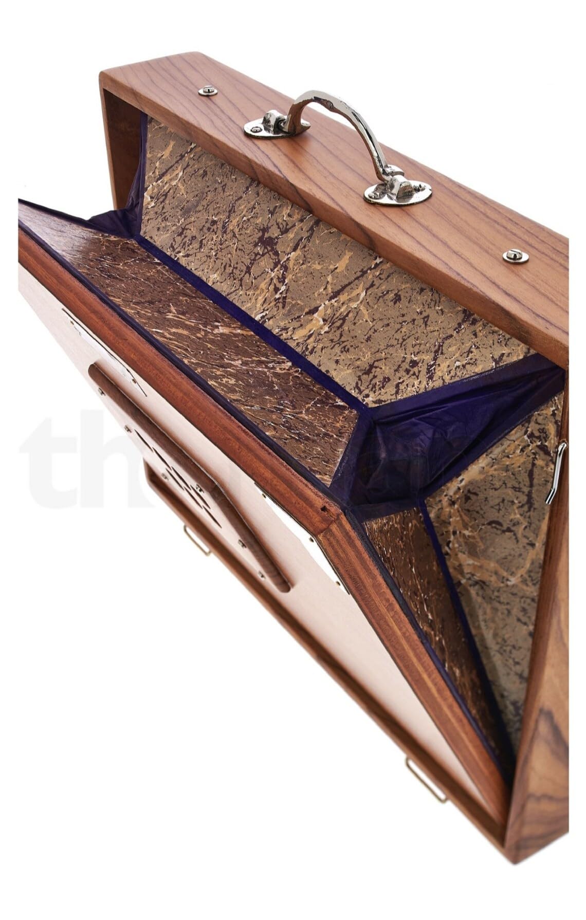 Professionelle Shruti-Box (groß), Konzert-Strauchbox, natürliche Farbe, massives Teakholz, 40,6 x 32,5 x 8,9 cm, gestimmt 440 Hz (432 Hz auf Anfrage)