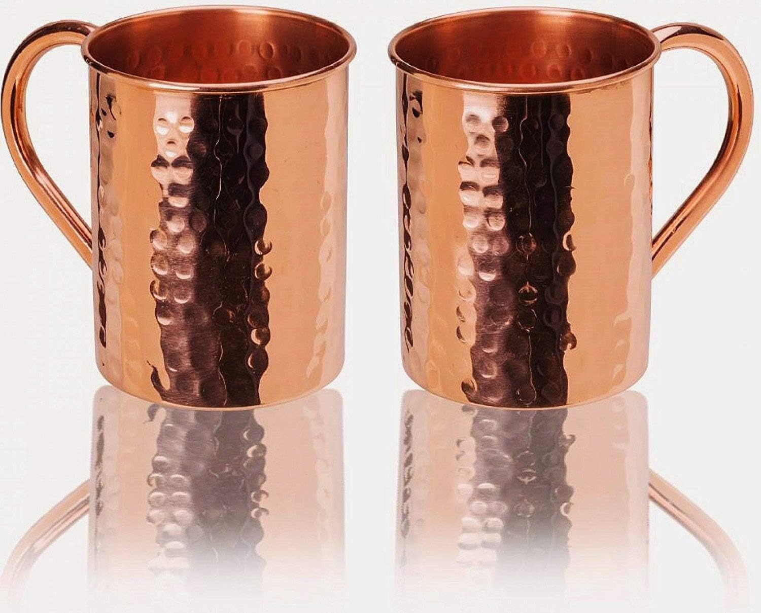23oz. Jumbo Moscow Mule Hammered Copper Mugs - Set of 2-100% Solid Copper - Keskov Authentic - Large -No Rivets - No Inner Lining - Dimpled Tall Handcrafted Mug