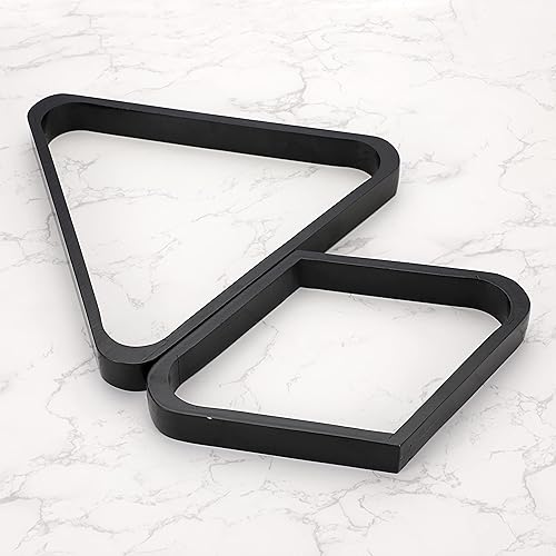 Miniatura 10 de OwnMy Juego de 2 estantes de madera para bolas de billar, estilo vintage, de madera maciza de billar, 8 bolas y estante de diamantes de 9 bolas