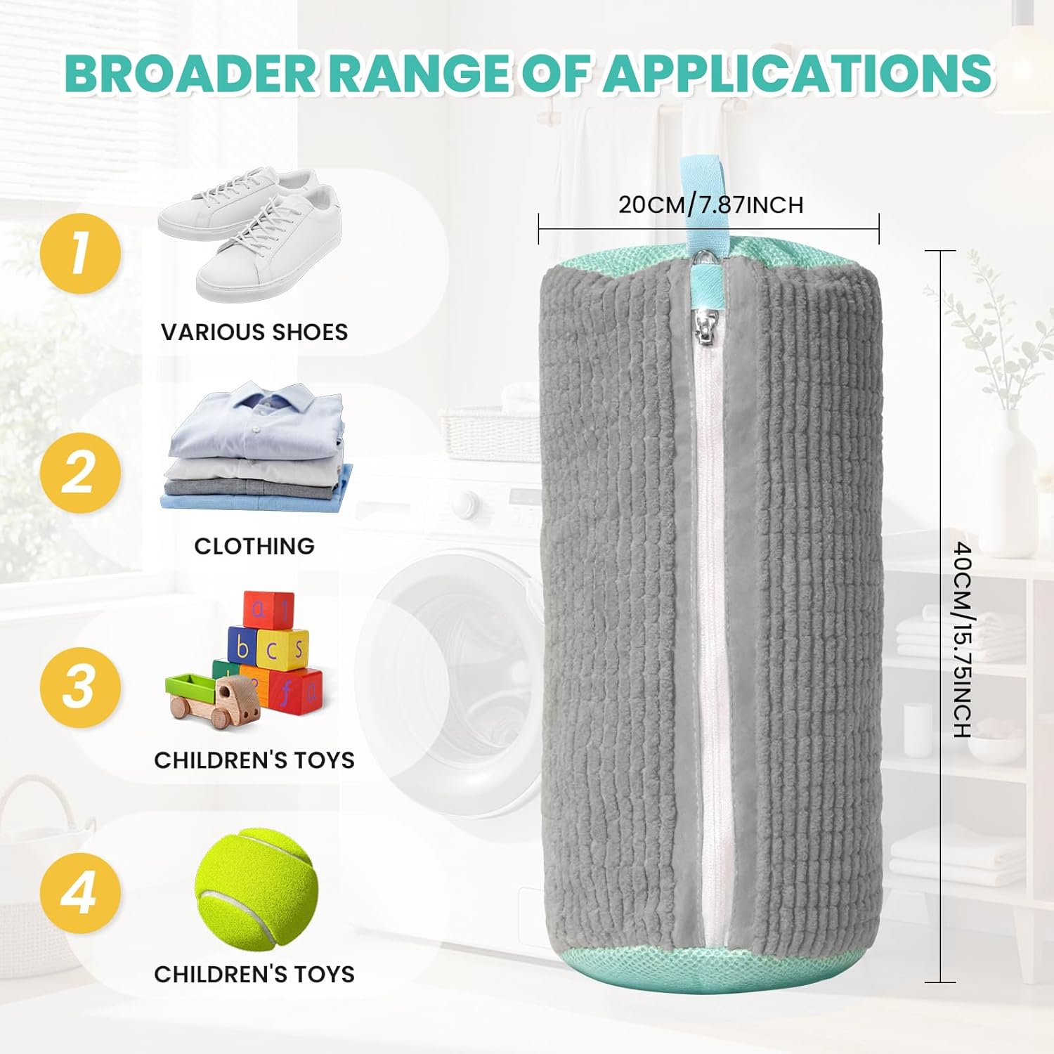 Shoe Washing Machine Bag, 2-Pack Reusable Shoe Bag for Washing Machine, 360° Deep Clean for Sneaker, Running Shoes,Bras, Delicates and Toys, Includes 2 Shoe Storage Dust Bags(Grey) - Image 3