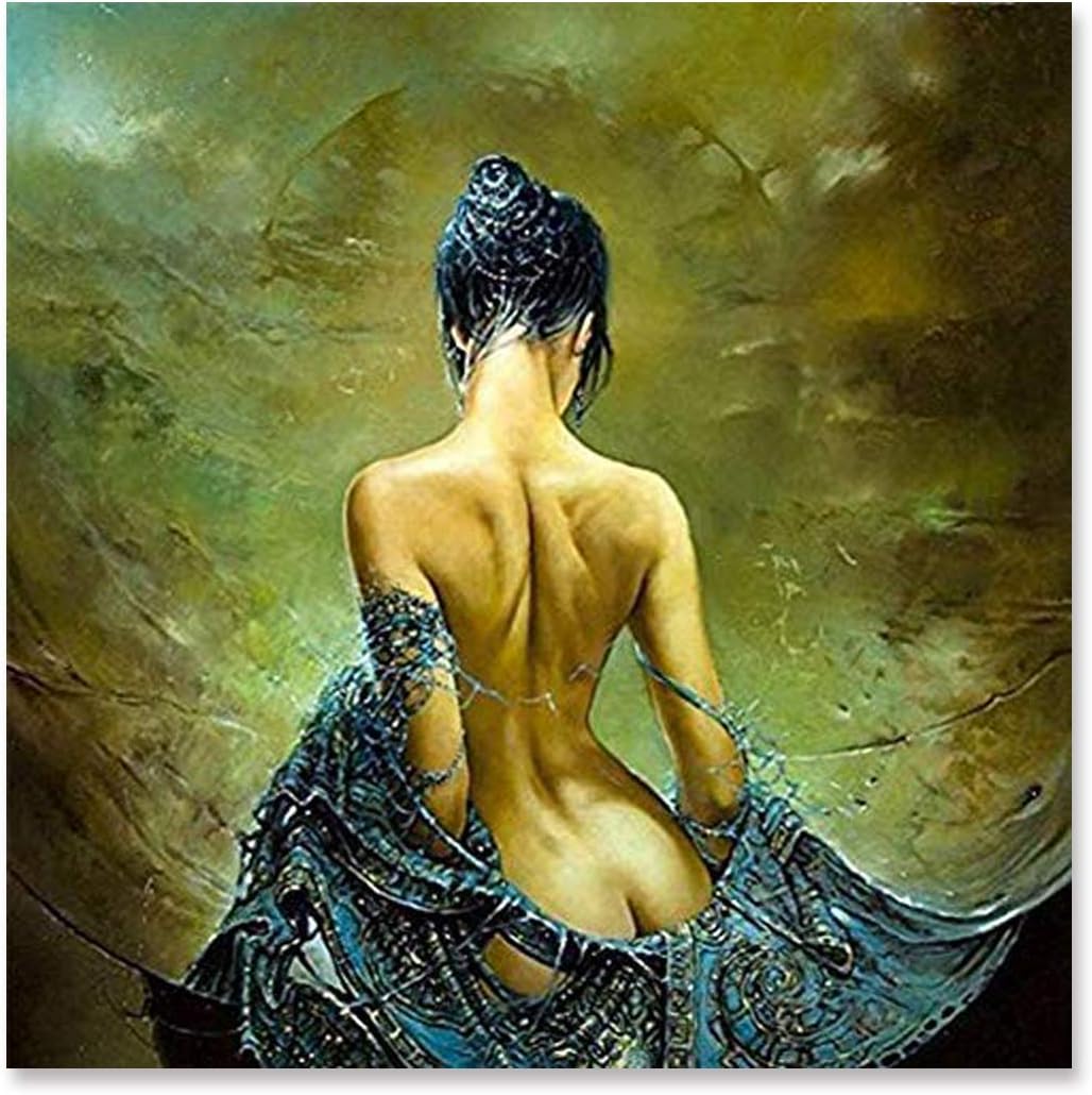 YEHO Art Gallery Painting Printed Sexy Lady Angel Naked Oil Painting on Canvas Wall Art Pictures for Living Room Home or Salon Decorations 24x36inches, Framed
