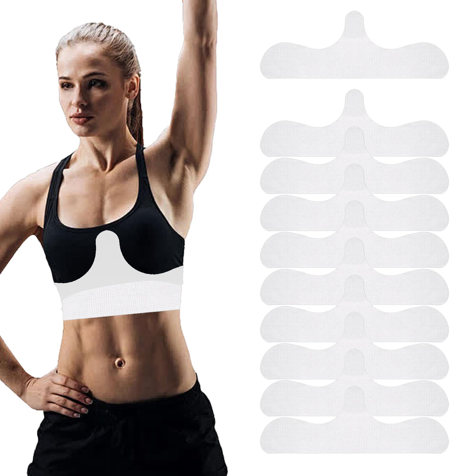 Forro de algodón para brasier, 10 almohadillas absorbentes de pecho, absorbe el sudor debajo del pecho, soporte cómodo, deja de frotar, absorbe la humedad, soporte fresco para mujeres sudando