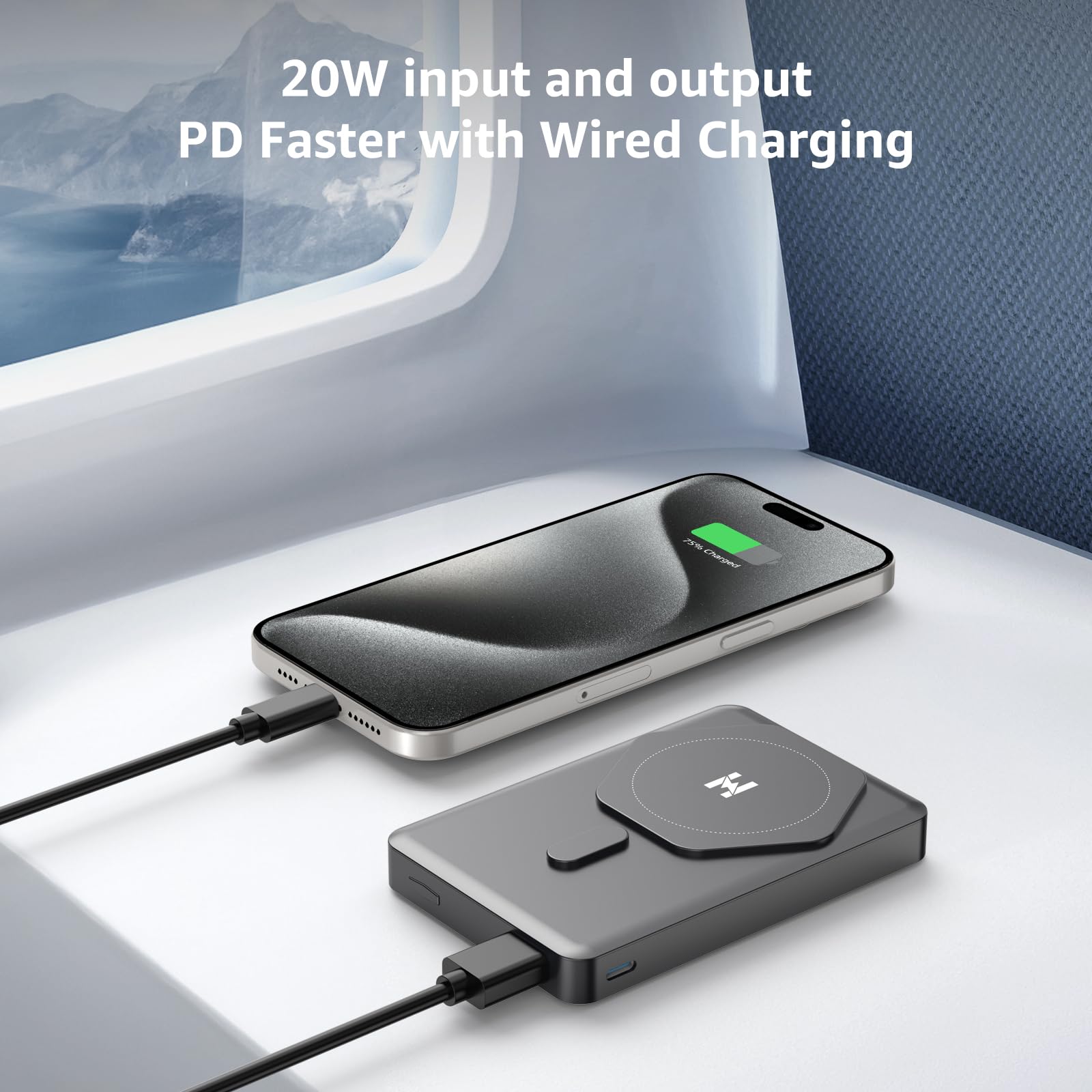 スマホアクセサリー Wireless Powerbank 10,000mAh Amazon.com: 10000mAh Magnetic Power Bank Ultra Slim, Alloy