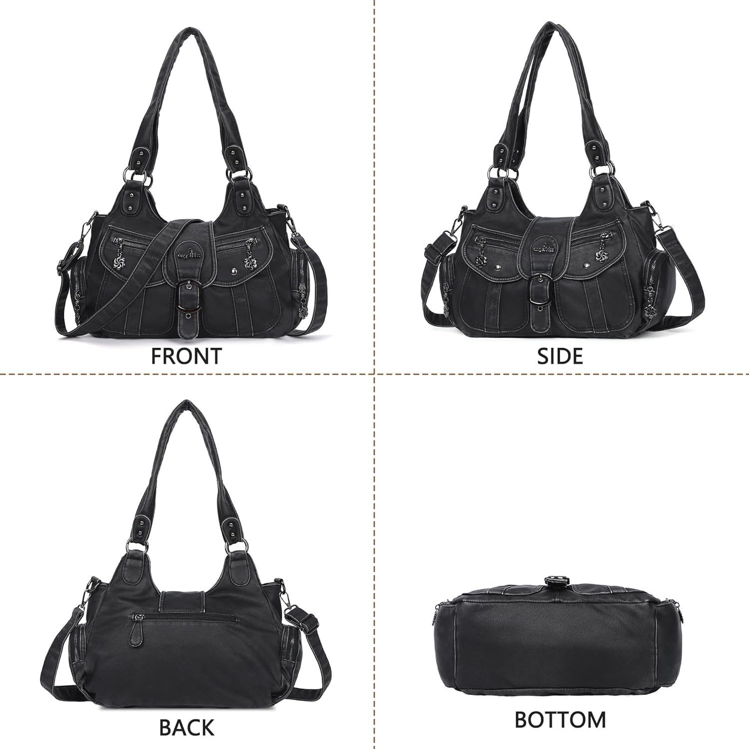 Angel Kiss Hobo Bags for Women Vegan Leather Shoulder Purses and Handbags Ladies Roomy Tote Bags Purse with Crossbody Strap - Image 8