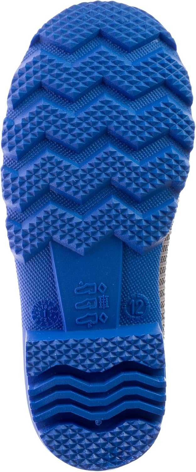 Kamik Stomp Rain Boot for Kids - Waterproof and Warm Felt Footbed Designed for Rainy Day Adventures, Charcoal/Blue - 7 Toddler