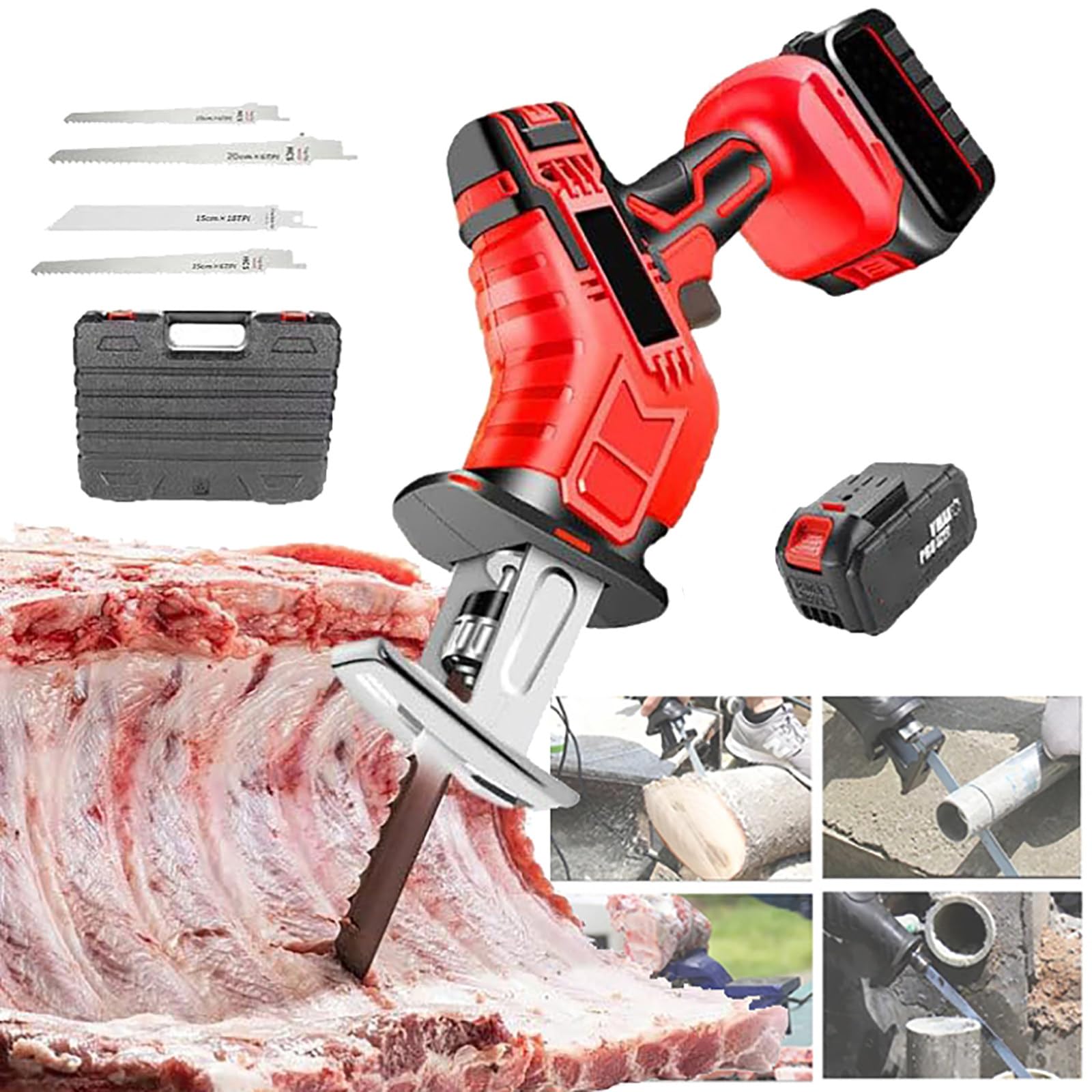 Sega per ossa senza fili, sega elettrica per ossa, sega per macellai, sega per ossa per carne per uso commerciale e domestico, sega alternativa professionale con lama per il taglio del metallo, A