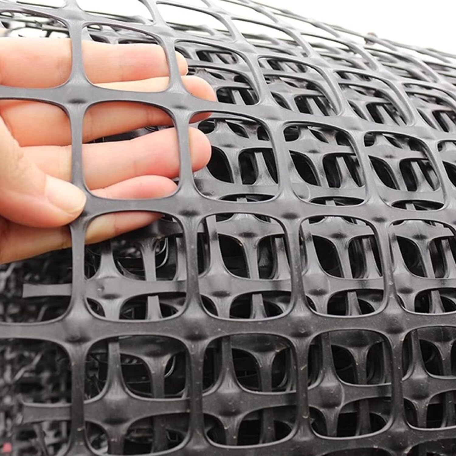 TIST Plastic Garden Fence Black Mesh Poultry Netting Animal Barrier Deer/Chicken/Dog Temporary Fence Security Construction Fence 2.3mm Thick(1.2x50m(4x164ft))