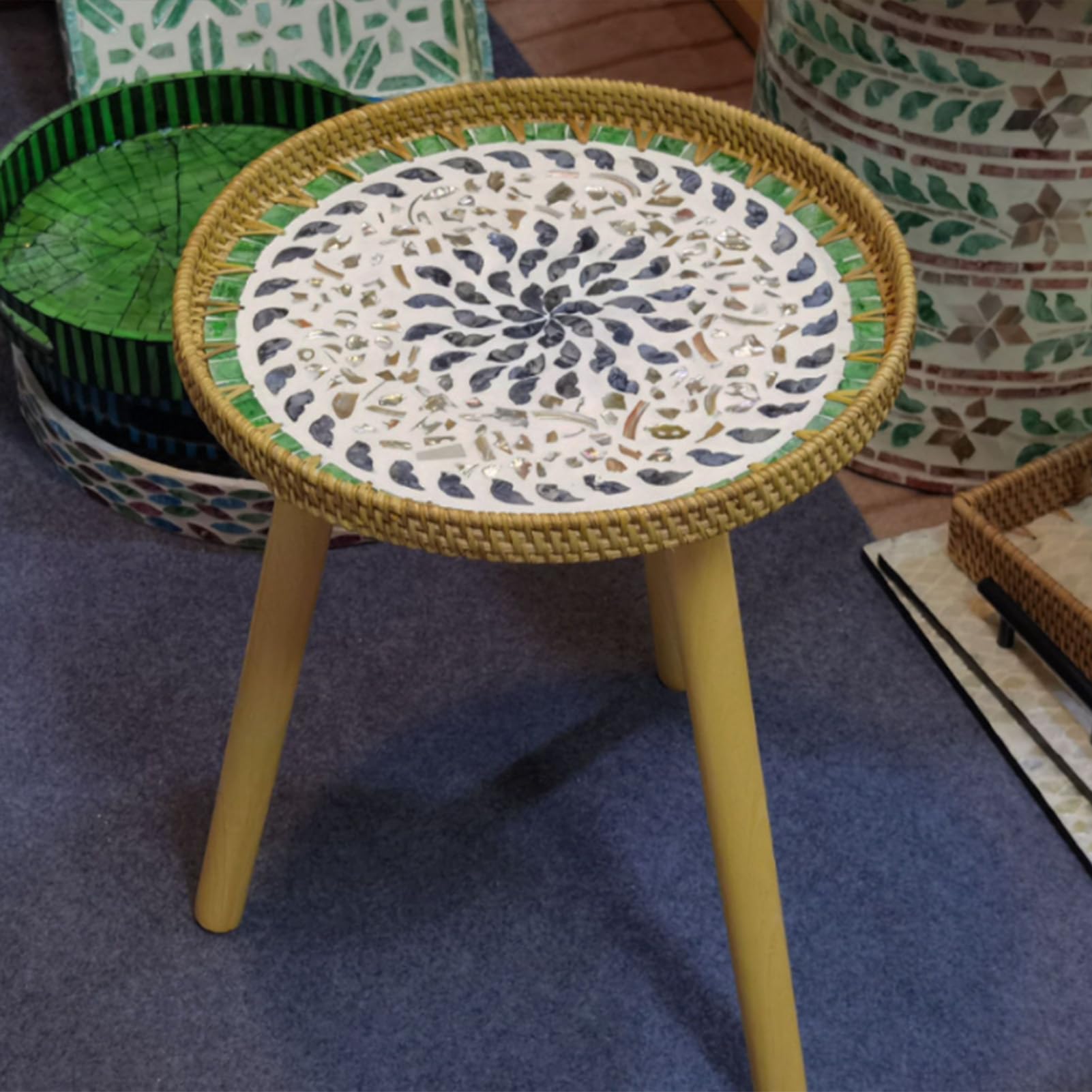 Mesa de Centro de ratán Hecha a Mano |Salón/Madera