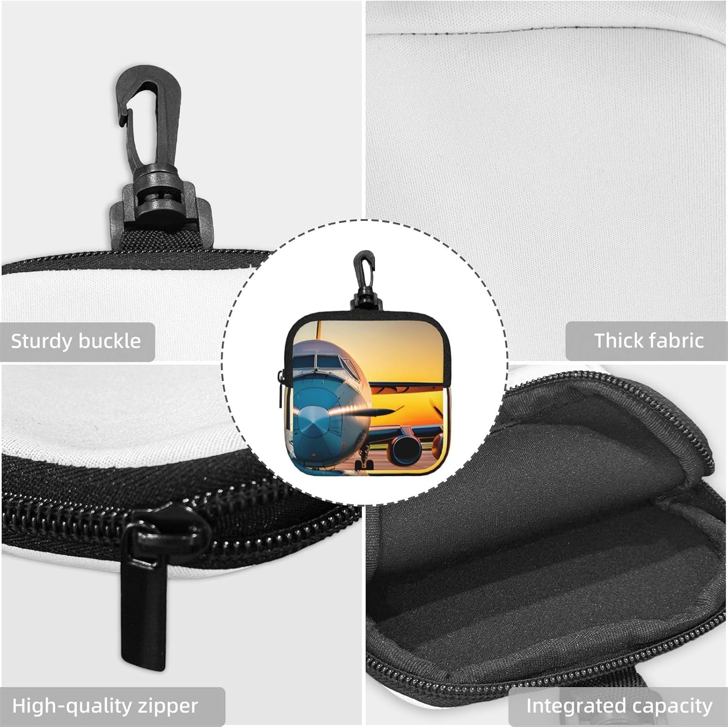 Aircraft Plane At Sunsets Print Versatile Square Storage Bag Travel Organizer Pouch Toiletry Home Office Gift image 5