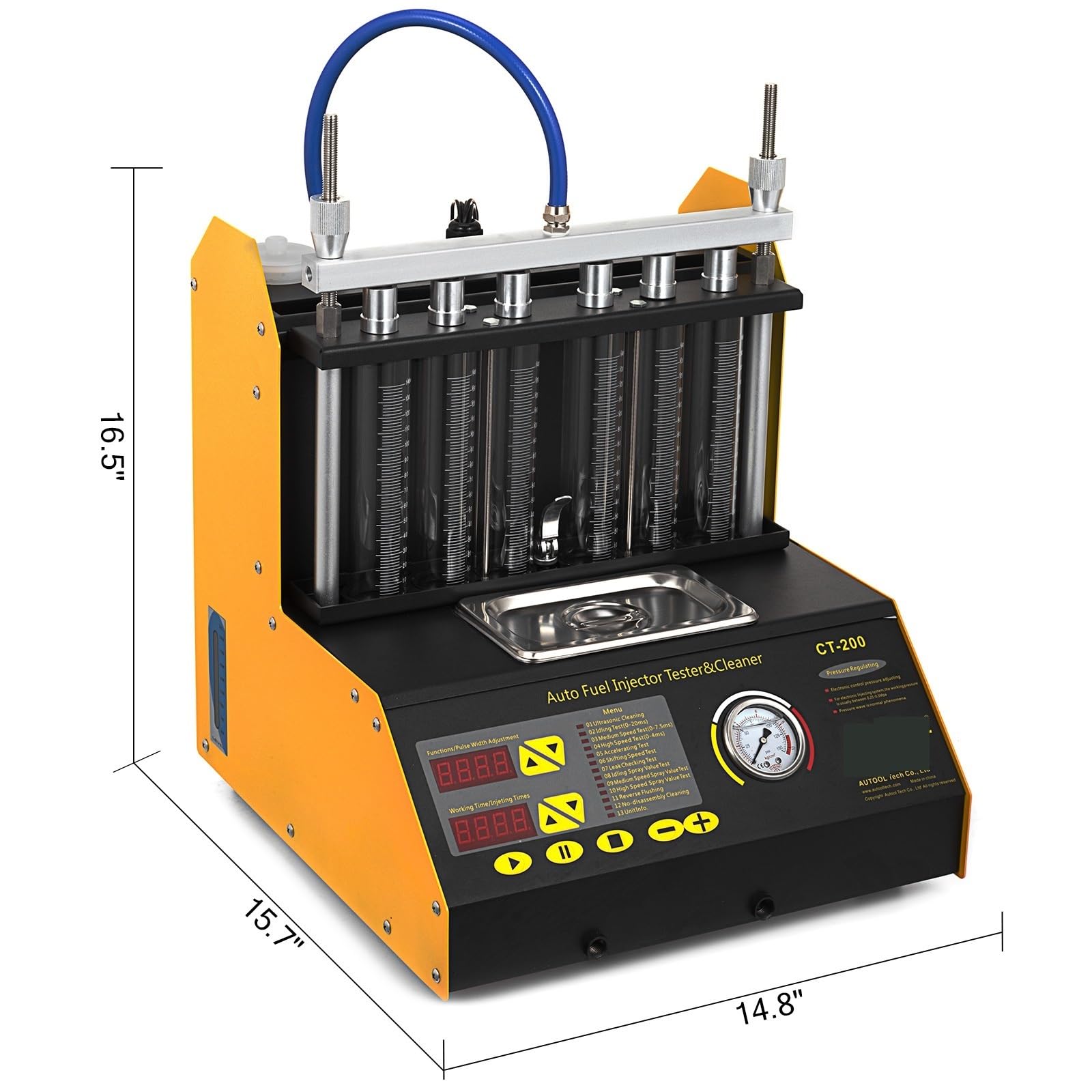Limpiador de inyectores de combustible CT200, máquina de limpieza, 4/6 cilindros, herramientas limpiadoras de inyectores de ondas ultrasónicas for coche y motocicleta