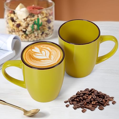 Miniatura 4 de Juego de 6 tazas de café de 12 onzas con mango grande, tazas modernas con asa para té, café con leche, cacao capuchino, aptas para lavavajillas y