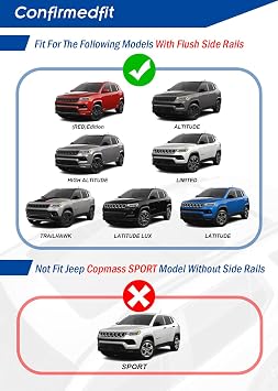 Enhanced 220 LBS Roof Racks for Jeep Compass 2018-2025, Real Aluminum Cross Bars for Kayak Snowboard Surfboard Bike Canoe Ski