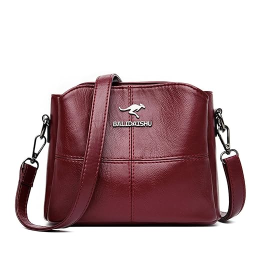 Bolsa de Ombro Pequena Feminina de Couro PU Bolsa Feminina Transversal Vintage Multi Bolso