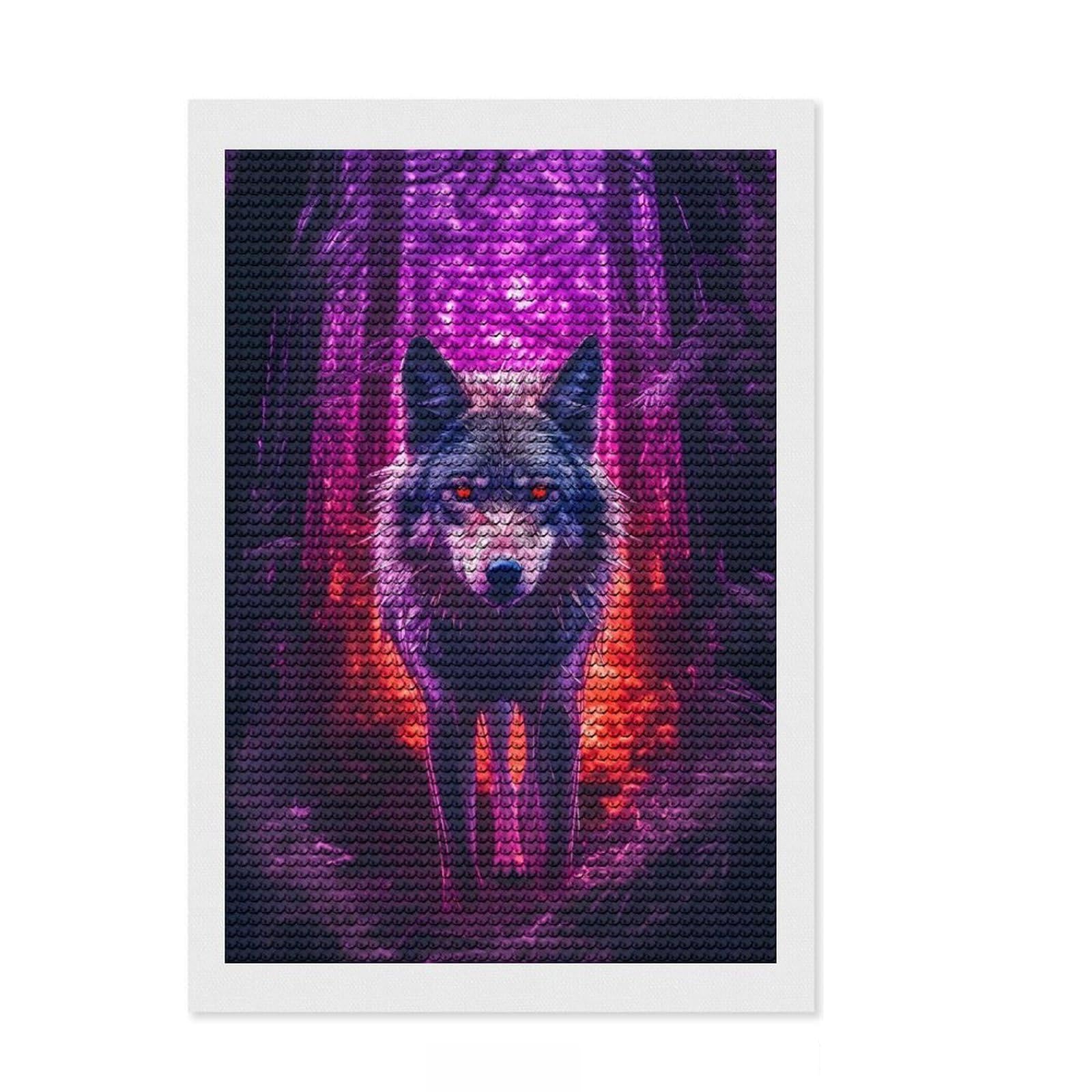 Junmoney Wolf Dark Forest Round Drill Diamond Painting 8"x12", Fun Craft Experience, Modern Decor, for Craft Lovers, Holiday Gift Idea