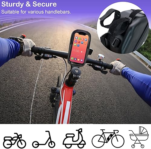 Miniatura 4 de Soporte para teléfono de bicicleta, marco delantero de bicicleta, bolsa de EVA rígida impermeable para bicicleta con pantalla táctil y cubierta de