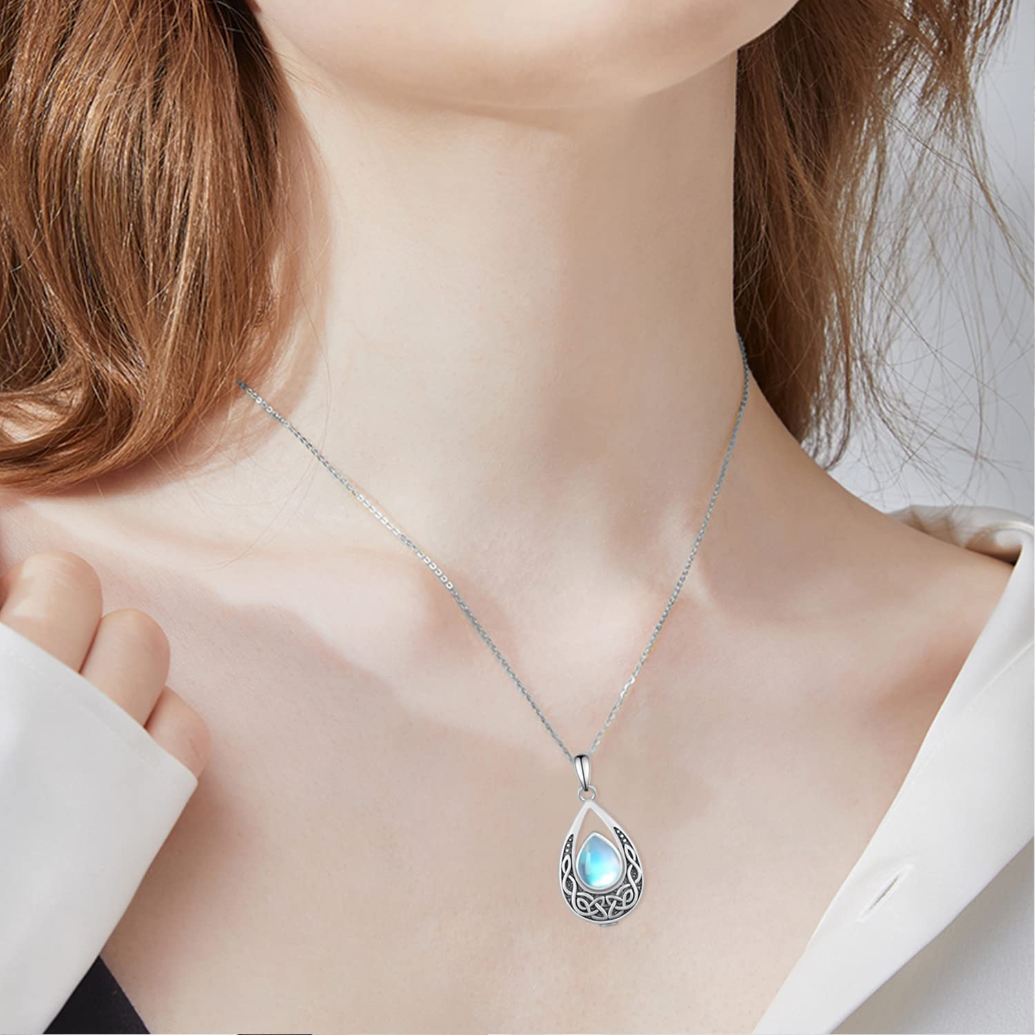 Collana con urna in pietra di luna per ceneri in argento Sterling 925, collana commemorativa per cremazione, gioiello da donna