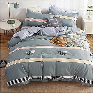 FXJ Soft 4-Piece Bed Sheet Set Reversible Quilt/Duvet Cover Set Twin Double Full/Queen King Flower Comforter Cover Sets Luxury Set (Green C 200x230)