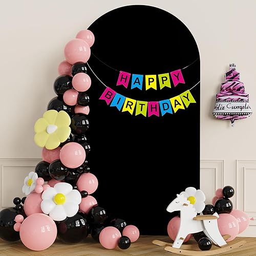Miniatura 4 de Putros Cubierta de Arco de Boda 7.2 Pies Spandex Negro Ajustado Parte Superior Redonda Chiara Cubiertas de Soporte de Telón de Fondo para Decoración