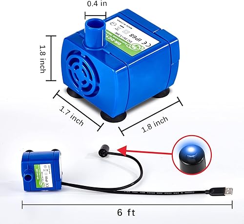 Miniatura 6 de Bomba de fuente de agua para gatos, bomba de repuesto para fuente de agua para mascotas, motor DR-DC160 para fuente redonda, cúbica, con tapa de