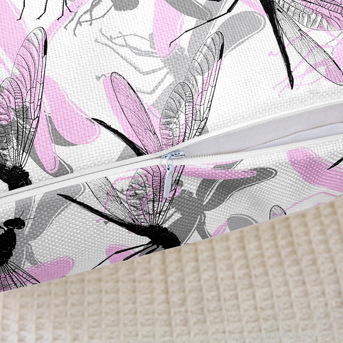 Dragonfly Gifts for Women, Black Pink Dragonfly Throw Pillow Covers 24x24 Inch Set of 2, Watercolor Dragonfly Pillow Covers, Flying Animals Cushion Cases, Dragonfly Wing Decorative Pillow Covers