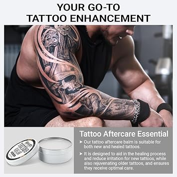 Tattoo Balm & Aftercare Cream: Color Enhancement that Revives Old Tattoos; Hydrates New Tattoos; Made With Natural Ingredients and Petroleum Free. Tattoo Cream for Old and New Tattoos - 3.53OZ