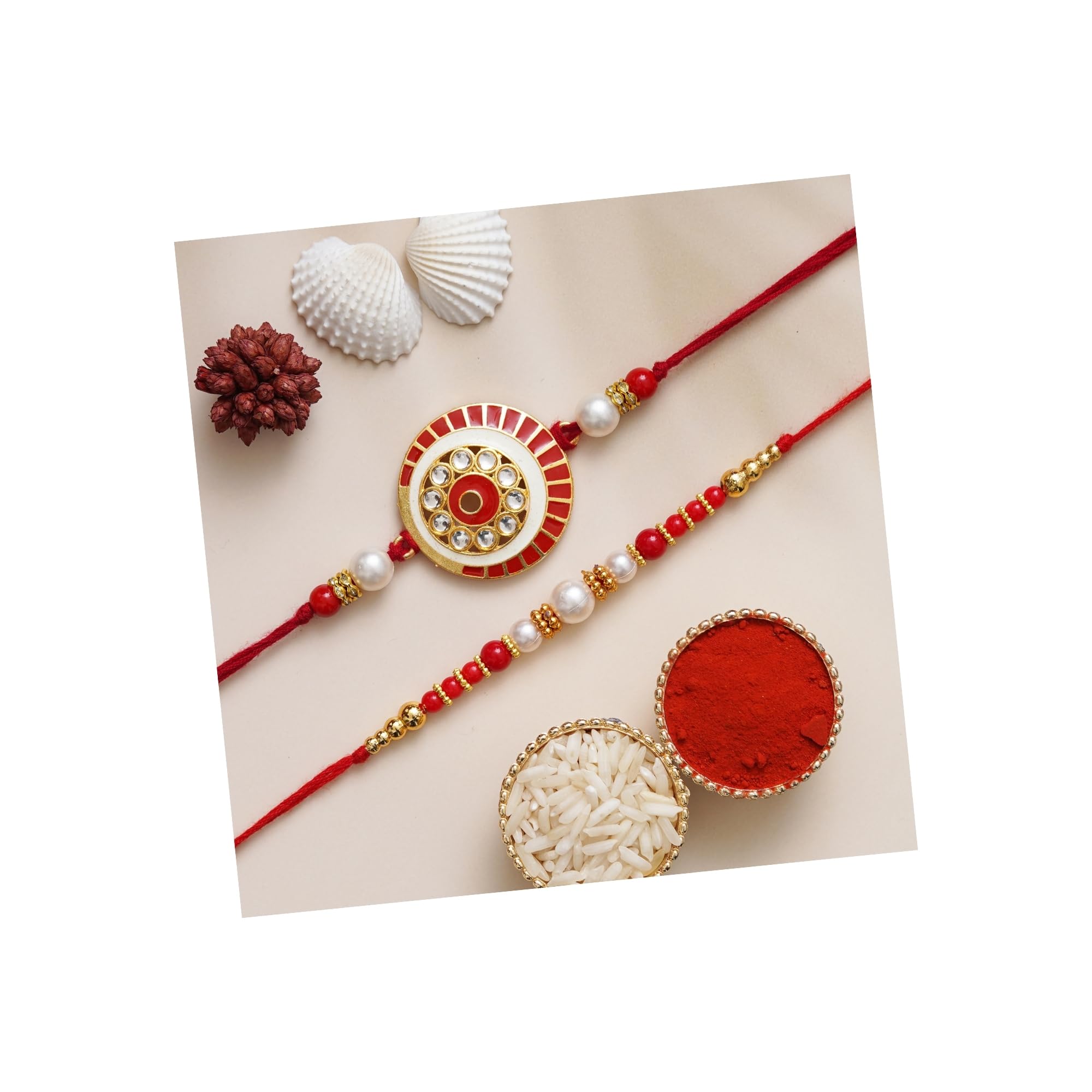 eCraftIndia Set of 2 Diamonds and Pearls Designer Rakhis with Roli Chawal Pack - Rakhi for Brother, Bhaiya, Bhai (B0C8NN4MPQ) Amazon Price History, Amazon Price Tracker