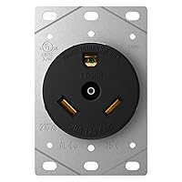 Vista 1 de NEMA TT-30R - Receptáculo de salida de remolque de 30 amperios y 125 voltios de 3 clavijas con conexión a tierra para caravanas, caravanas