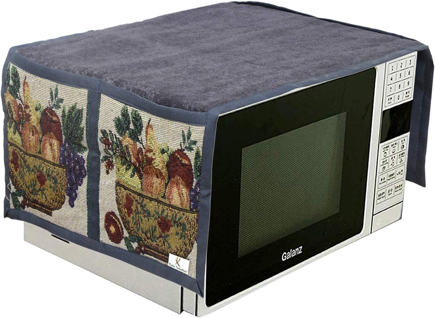 Kuber Industries Microwave Oven Cover Dustproof Velvet Machine Protector Decorative Kitchen Appliance Cover with Side Storage Pockets 25 LTR (Grey)-KUBMART11841