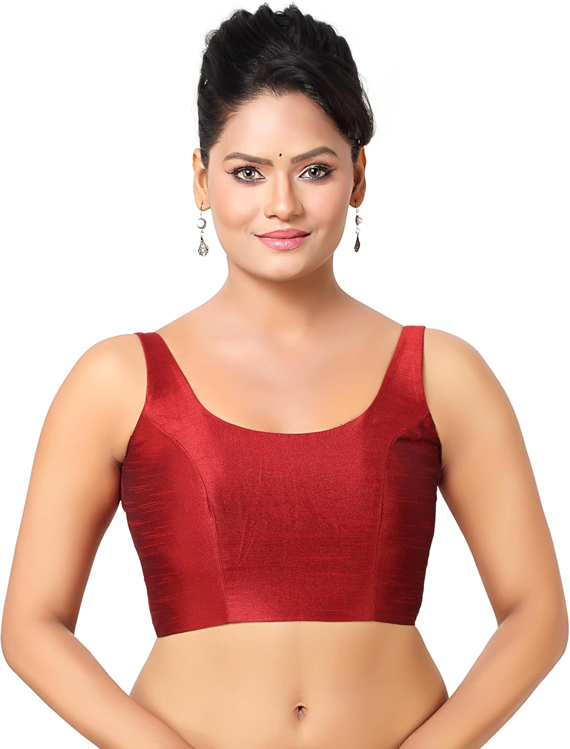 Womens Solid Pattern Sleeveless Padded Readymade Saree Blouse