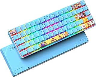Portable 60% Mechanical Gaming Keyboard 18 Chroma RGB Backlit Ultra-Compact Mini Compact 68 Keys Dye Sublimation Anime PBT Keyboard with Full Keys Anti-ghosting Keys Compatible with PS4,PS5,PC