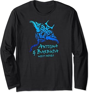Antigua & Barbuda, West Indies Tribal Manta Ray Vacation Long Sleeve T-Shirt