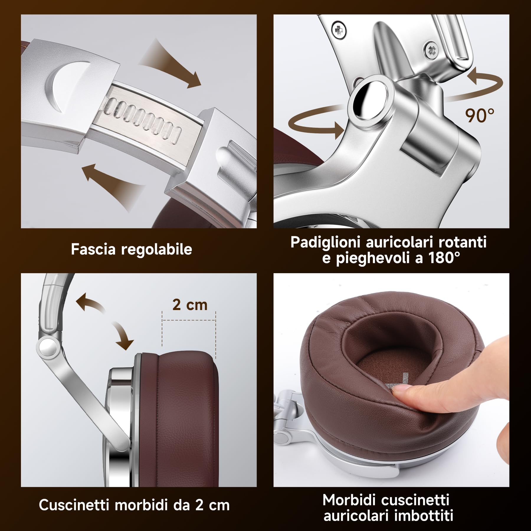 OneOdio Pro 30 Cuffie da Studio, Cablate Over Ear per Registrazione,Jack da 3,5 mm e 6,35 mm, Driver da 50 mm,Mixaggio, Monitoraggio in Studio, DJ, Chitarra, Podcast, Cellulare, PC