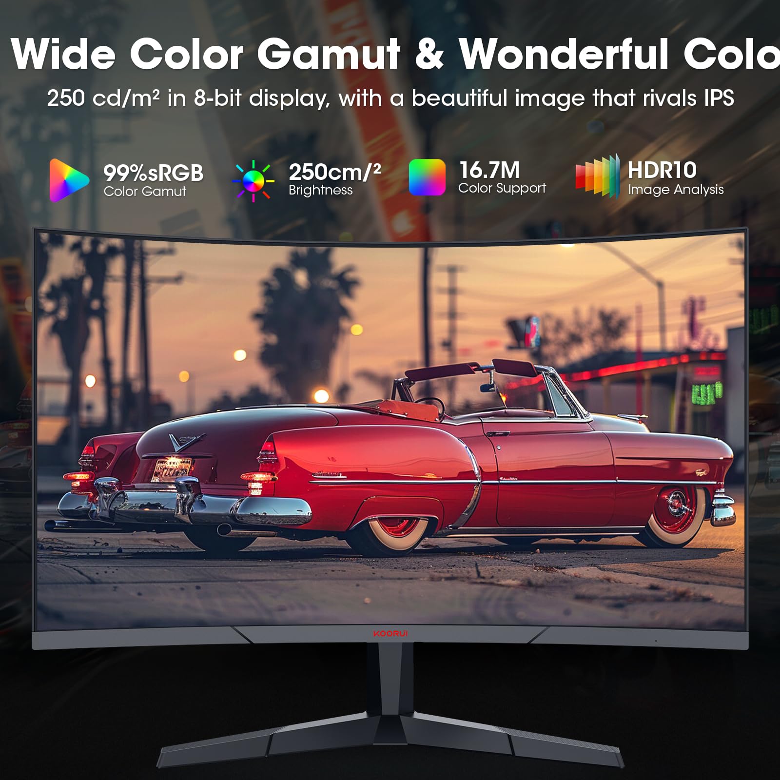 Amazon.com: KOORUI 24 Inch Curved Gaming Monitor, 180Hz 1ms,FHD
