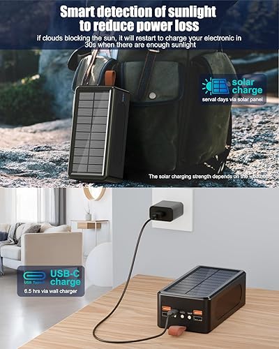 Miniatura 6 de Power Bank - Batería de alta capacidad de 90000 mAh, carga rápida de 35 W, cargador solar inalámbrico para camping, viajes, emergencias,