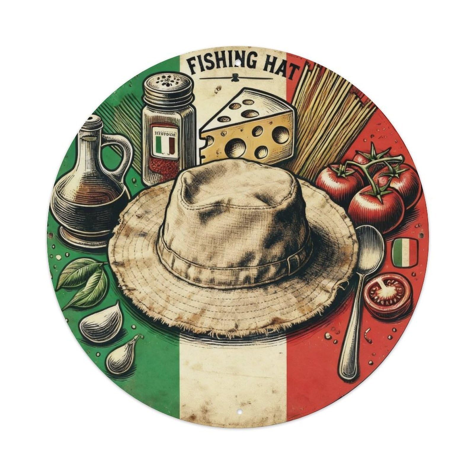 Fishing Hat Vintage Tin Sign Metal Tin Sign Plaque