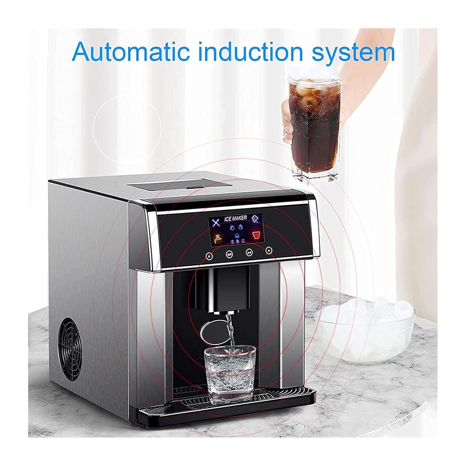 Counter Top Ice Maker Machine 33LBS/24H Compact Automatic Ice Maker 10 Cubes Ready in 6-8 Minutes Portable Ice Cube Maker Perfect for Home/Kitchen/Office/Bar