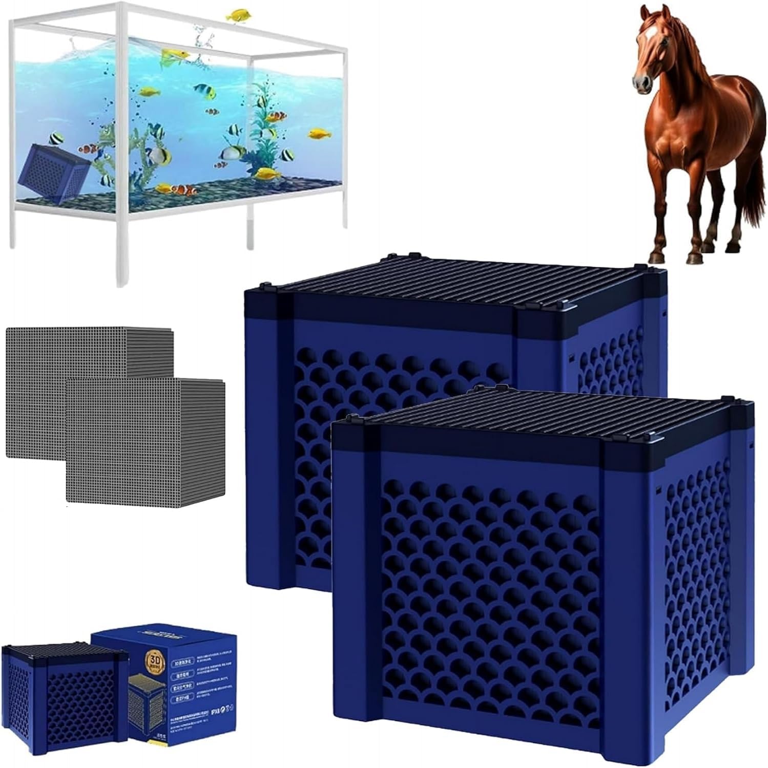 2pcs Super filtration and odor control,suitable for honeycomb charcoal cubic activated carbon filtration media in fish tanks,horse troughs,ponds,and livestock water tanks,ecological aquarium purifiers