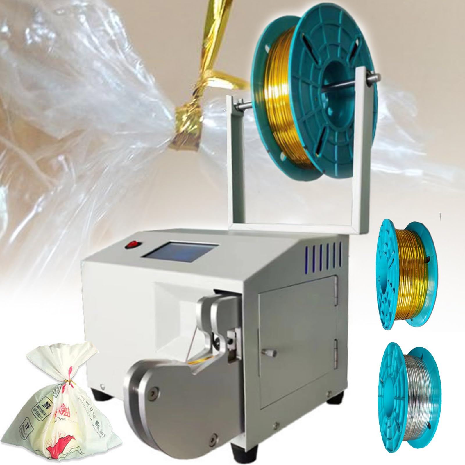 SBCGFY Automatic Twist Tie Machine | Electric Semi Manul Bag Closure Bundling Diameter 0.12-1.26In| Bag Sealers | Food Twist Tying Machine W/ 3 Roll 3281Ft