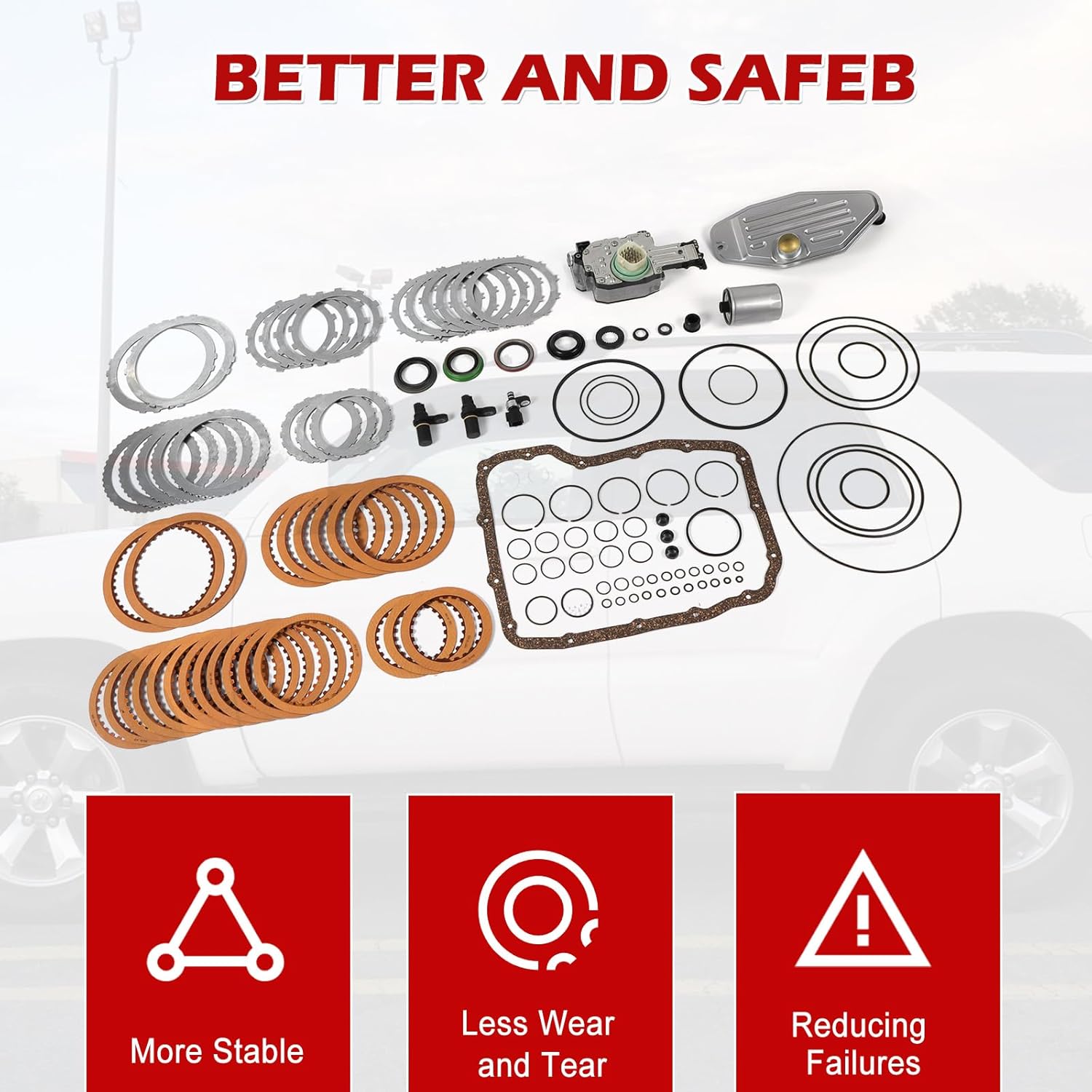 Kessocco 04799061AB 45RFE 545RFE 65RFE Transmission Rebuild Kit with Solenoid Replacement for 2006-2018 Chrysler Aspen Wrangler Commander Raider Durango Dakota Ram 1500 2500 3500