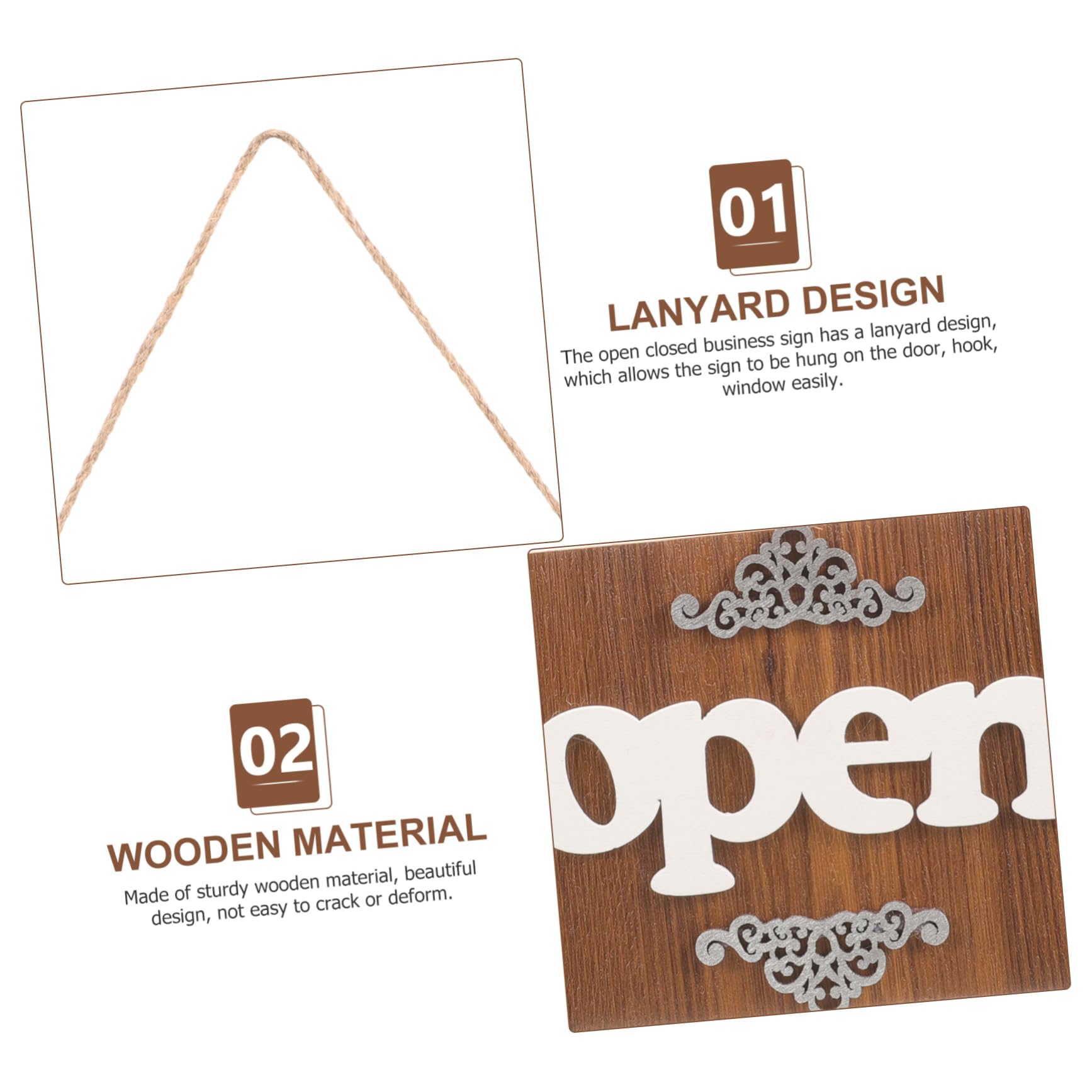 STOBAZA Panneau Ouvert Fermé Suspendu Bois pour Commerce Boutique Café Indicateur Double Face pour Porte Fenêtre Design Vintage