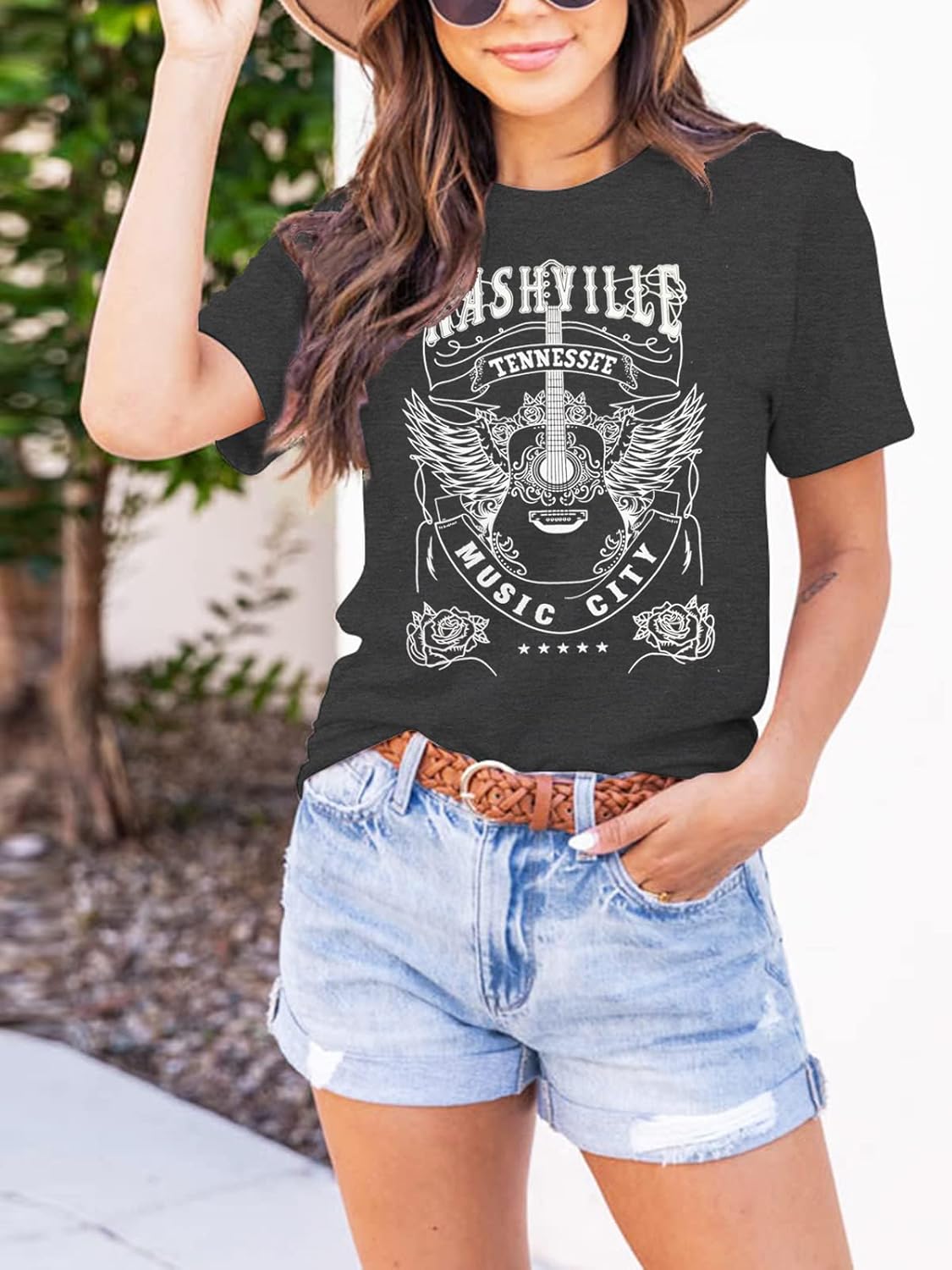 Nashville Music City Shirt Women Vintage Guitar Graphic Tees Country Music Tops Tennessee T Shirt Rock Band Tee Tops - Image 2